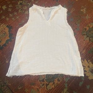 It is well white gauze tank top size large